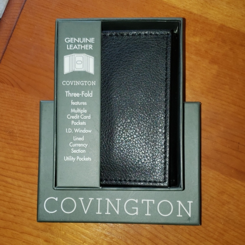 Covington trifold black wallet (new)